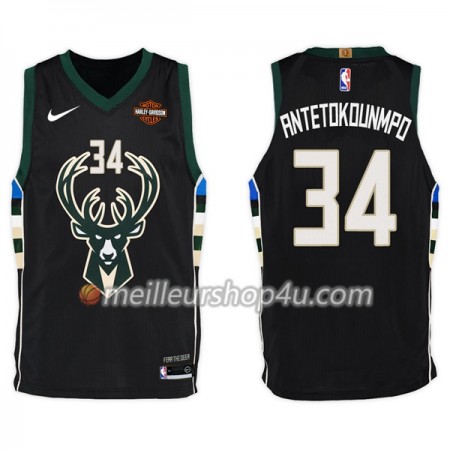 Maillot Basket Homme Milwaukee Bucks Giannis Antetokounm 34 Nike 2017-18 Noir Swingman